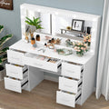 White 7 Drawer Vanity with Lights and Mirror A4784