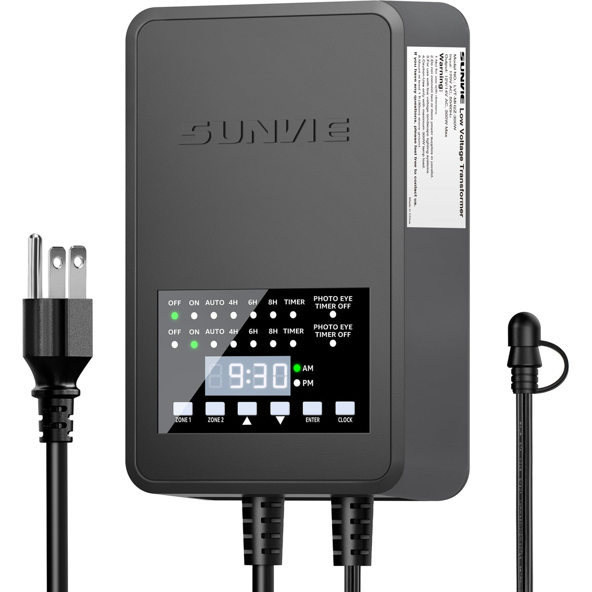 300W Low Voltage Landscape Transformer with Timer and Photocell Sensor J26797