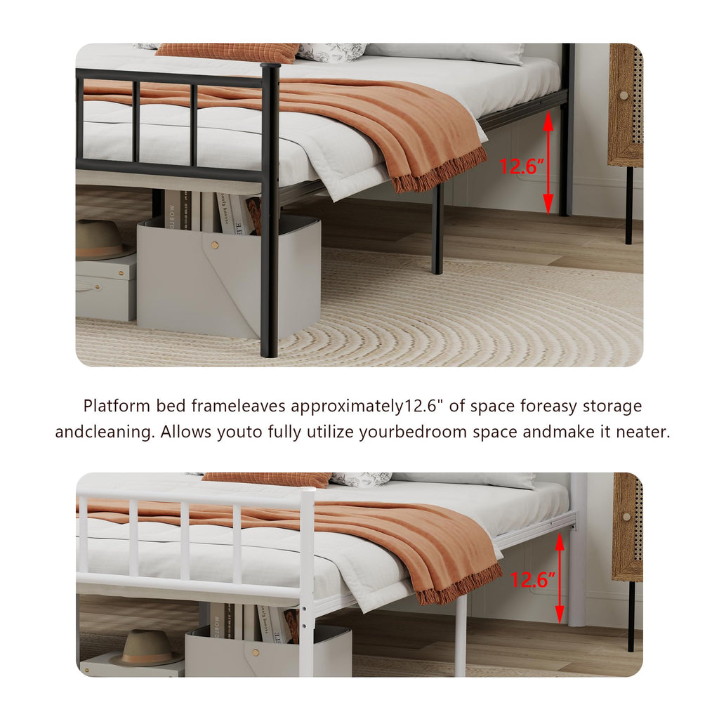 Black Full Size Metal Platform Bed Frame N7019
