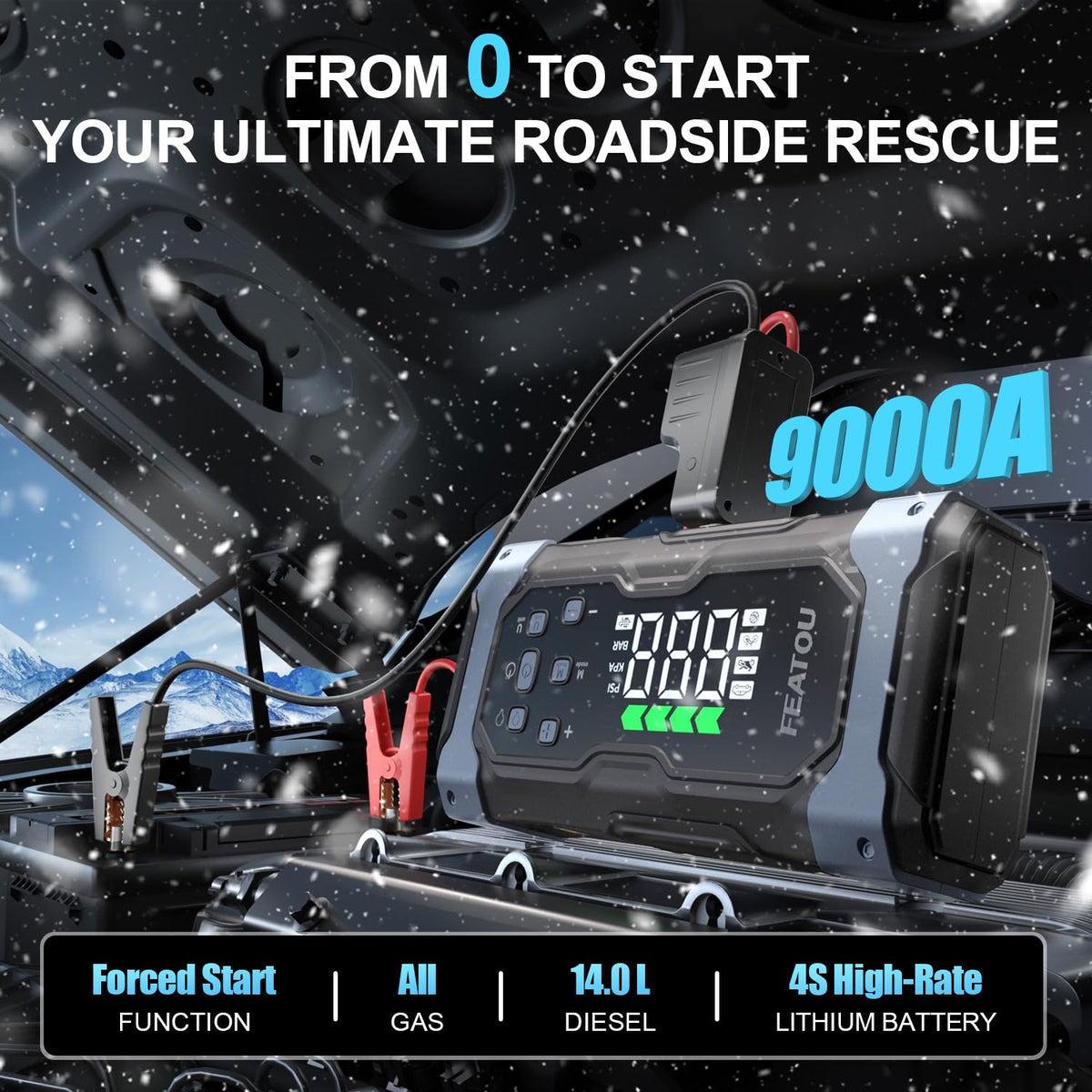 9000A Jump Starter with Air Compressor V691