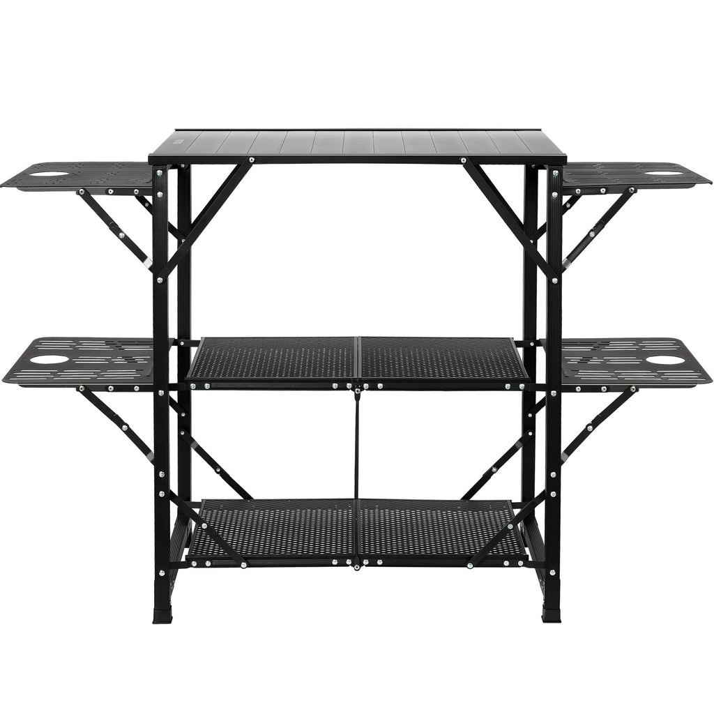 Aluminum Folding Camping Kitchen Table with 2 Shelves K182