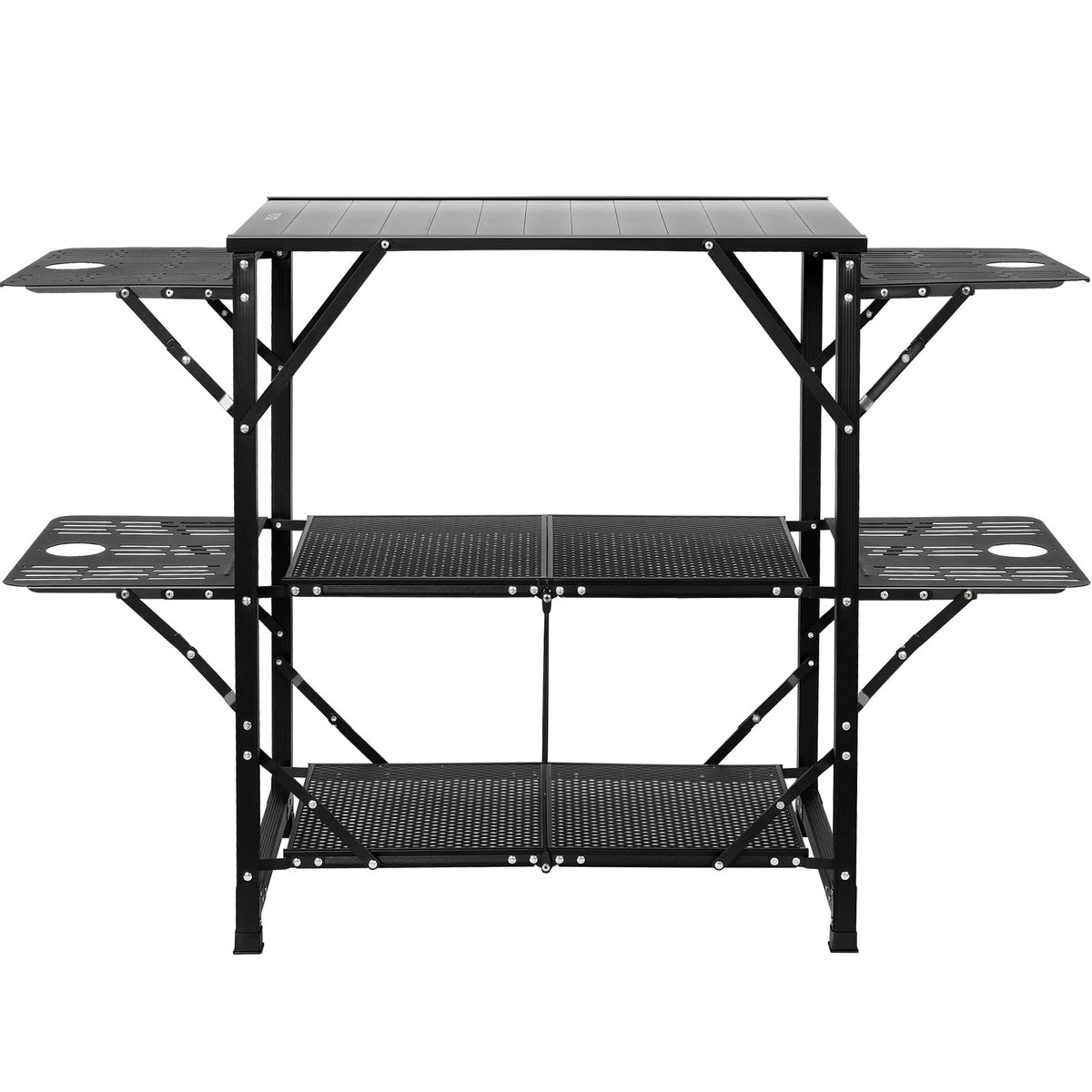 Aluminum Folding Camping Kitchen Table with 2 Shelves K182