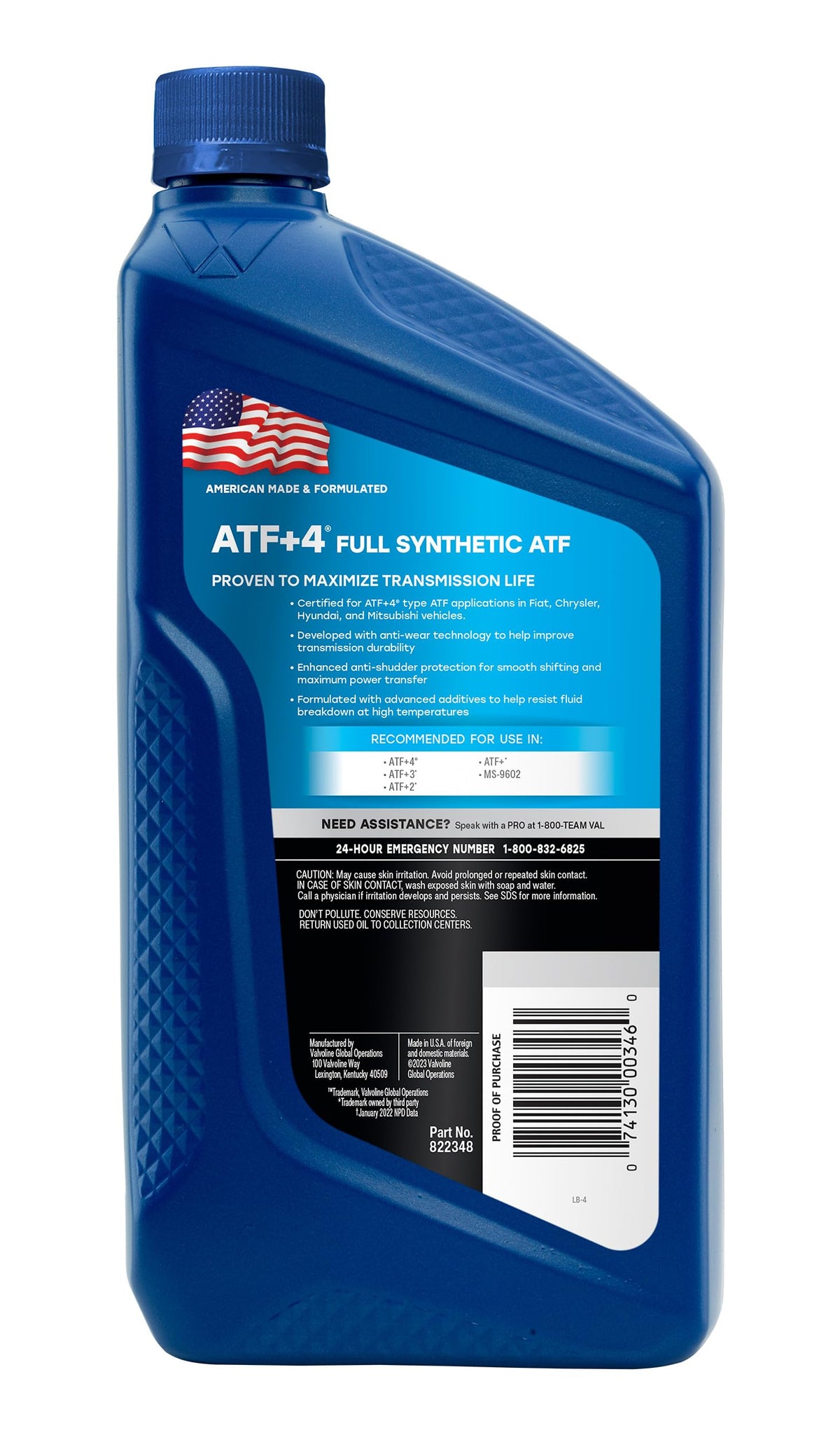 Full Synthetic Automatic Transmission Fluid 1 QT Case of 6 V11642