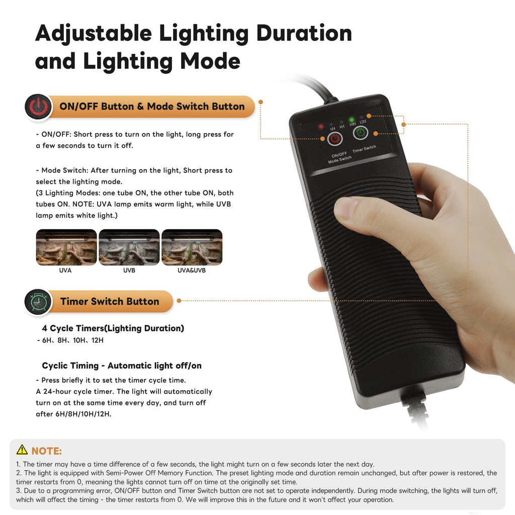 12 Inch UVB Reptile Light Fixture with Timer Z20793