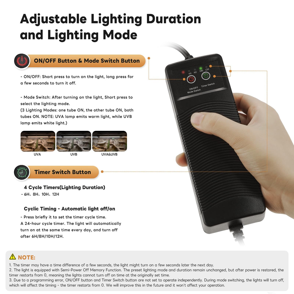 12 Inch UVB Reptile Light Fixture with Timer Z20793