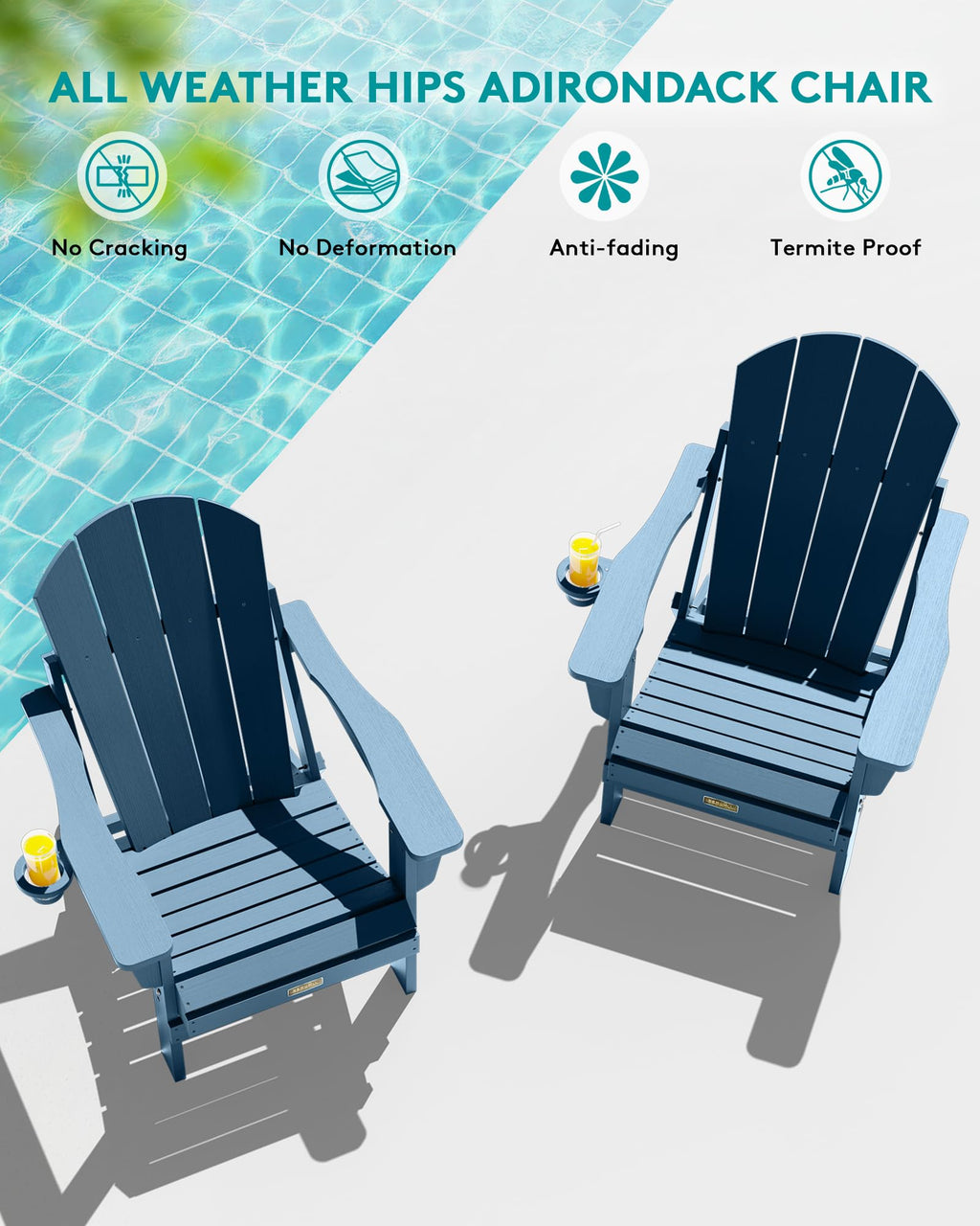 Folding Adirondack Chair Set of 2 with Cup Holder G721540