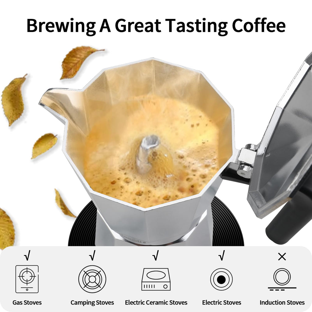 Stovetop Espresso Maker Moka Pot 10 oz Silver A302997