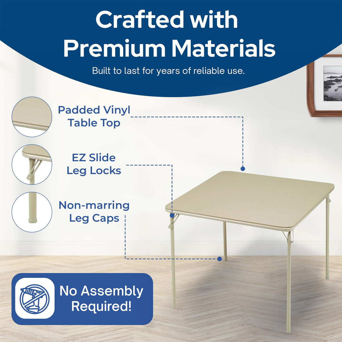 Buff Tan Square Folding Card Table Y45033