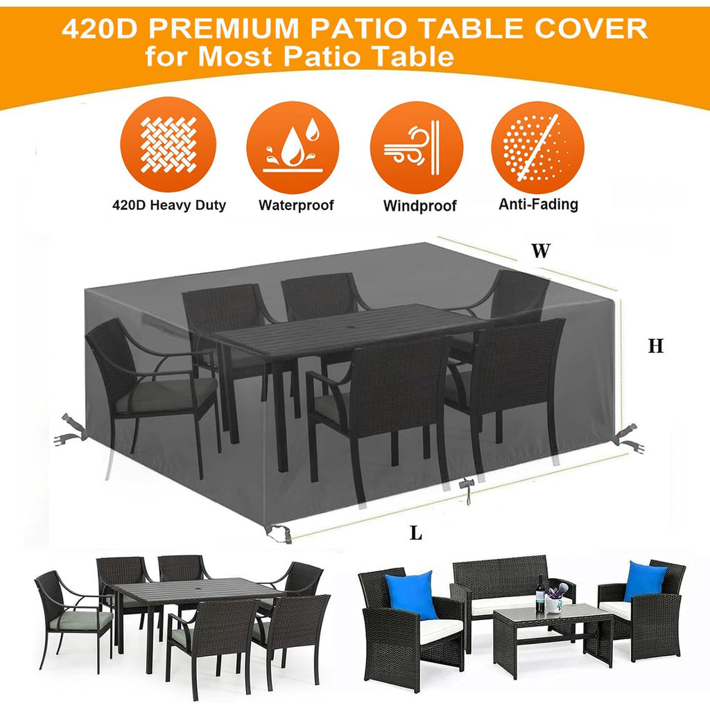 Black Waterproof Oxford Patio Furniture Cover Q3344