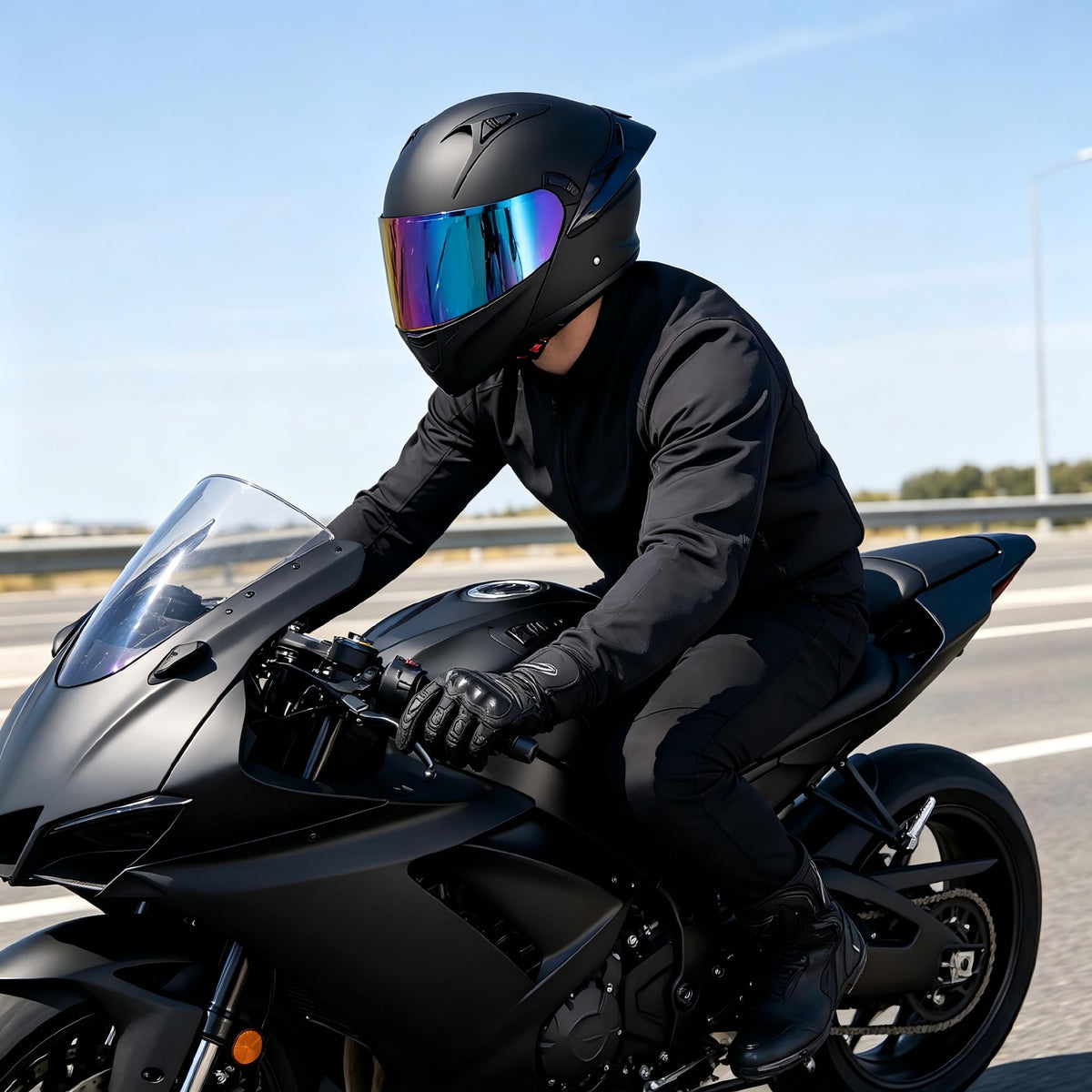 Modular Motorcycle Helmet Dual Visor Flip Up Full Face Matte Black XXL R42039