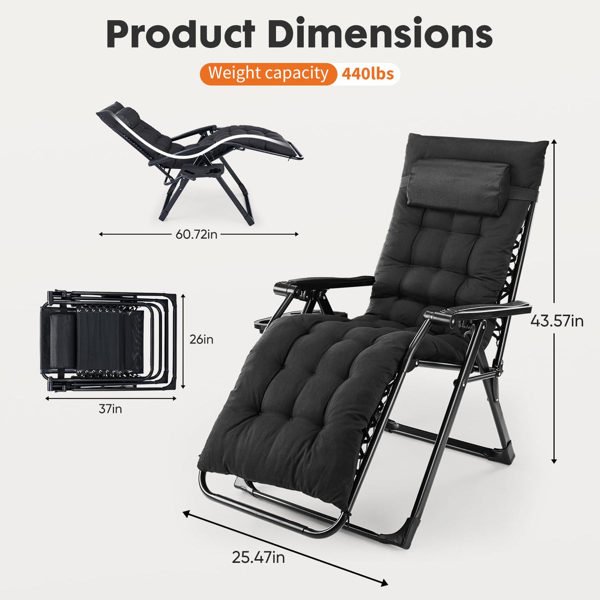Zero Gravity Chair with Cup Holder Tray T384710