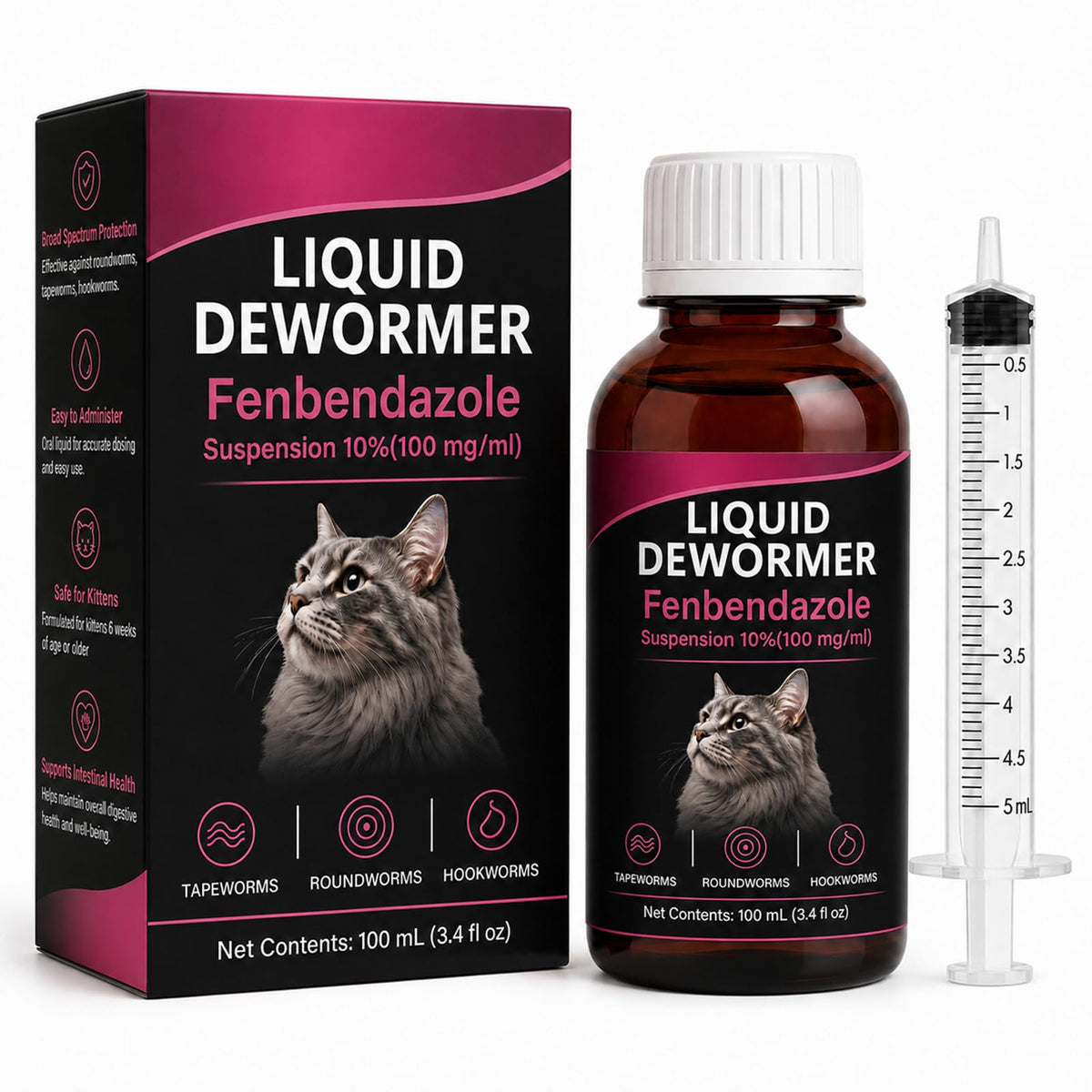 Liquid Dewormer for Cats 100 mg/mL Oral Suspension H844