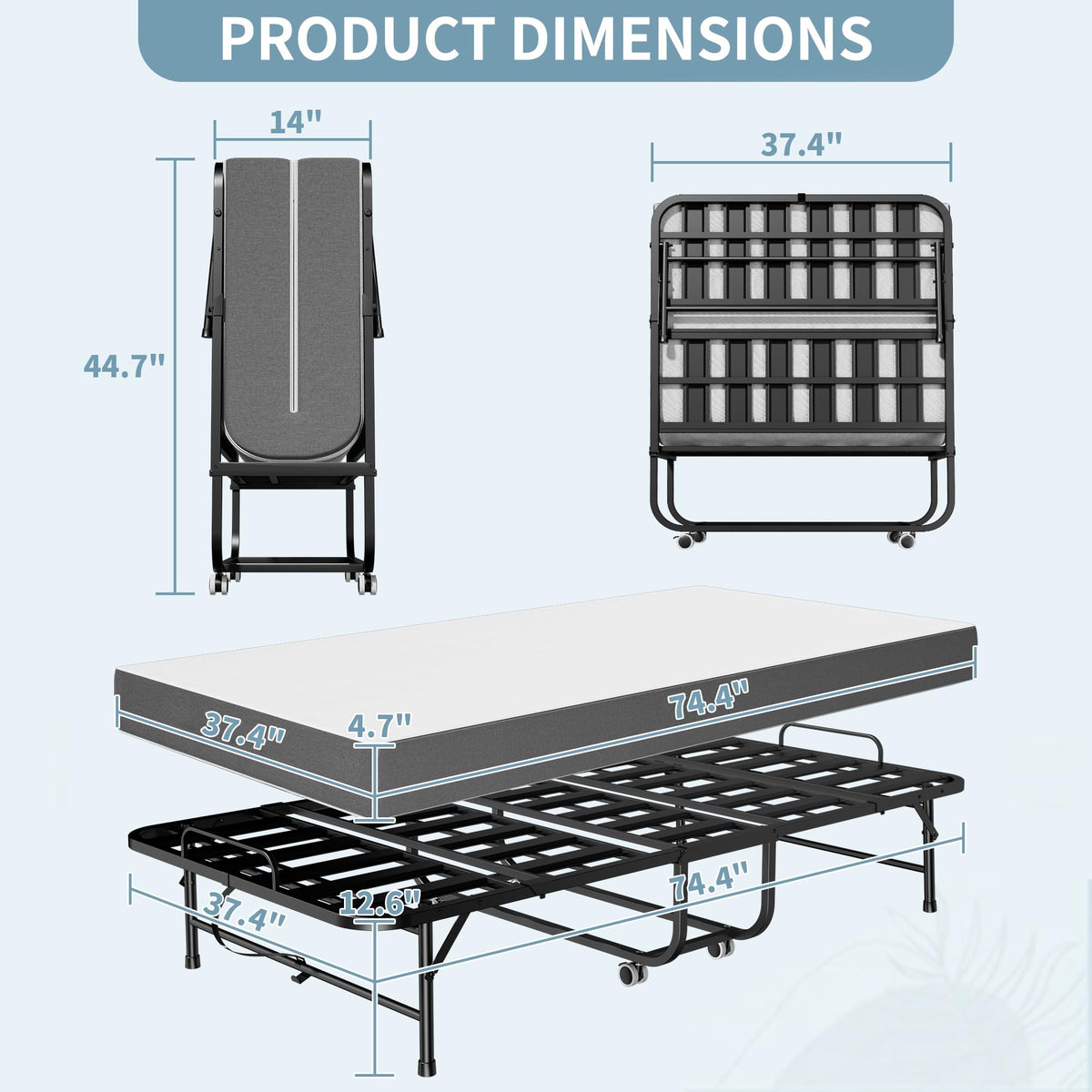 Folding Bed with 5 Inch Mattress R764843