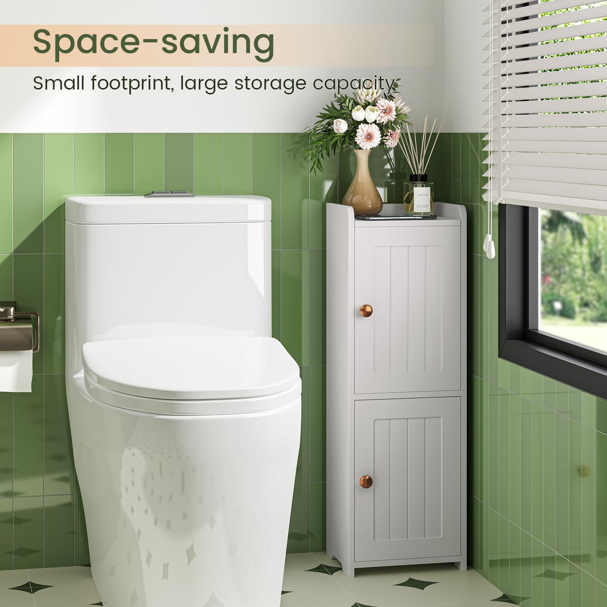 White Bathroom Storage Cabinet with 2 Doors N10603