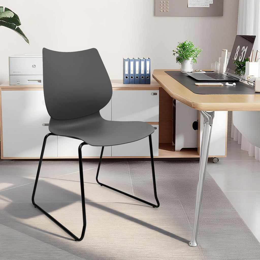 Stacking Chairs with Metal Legs Set of 12, Grey H3157
