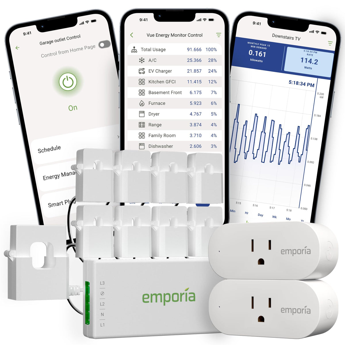 Energy Monitor with 8 Sensors and 2 Smart Plugs W73196