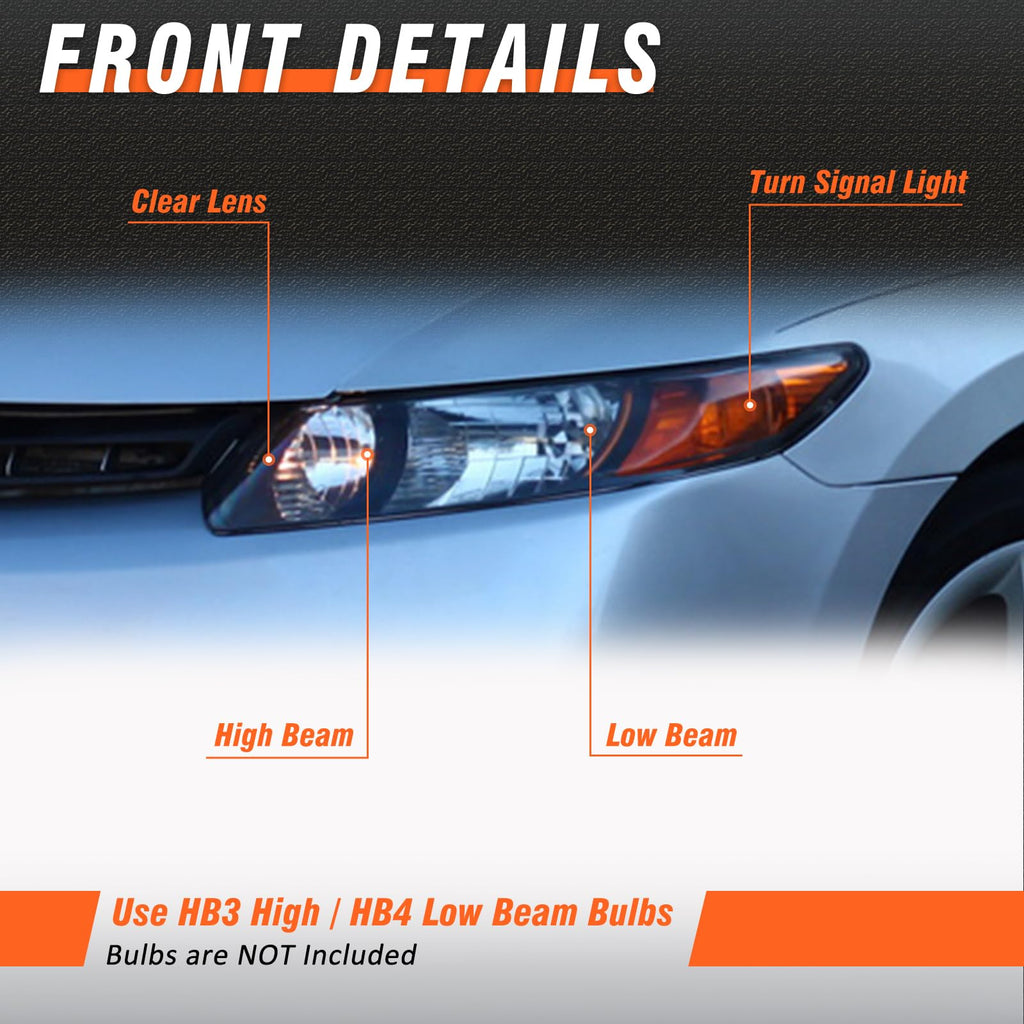 Black 2 Door Headlights Pair Y18404