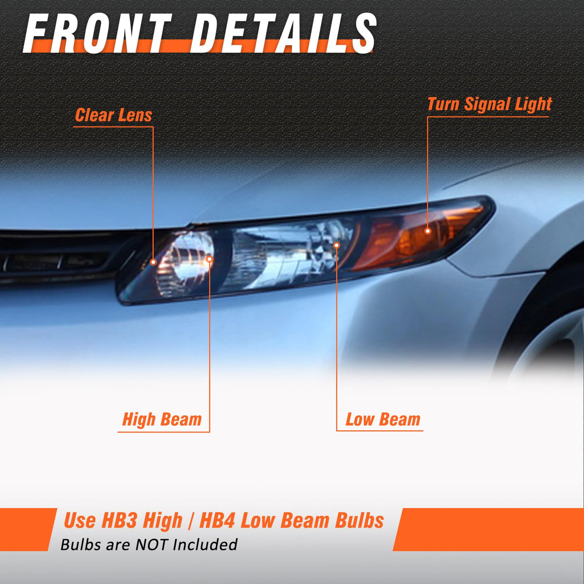 Black 2 Door Headlights Pair Y18404