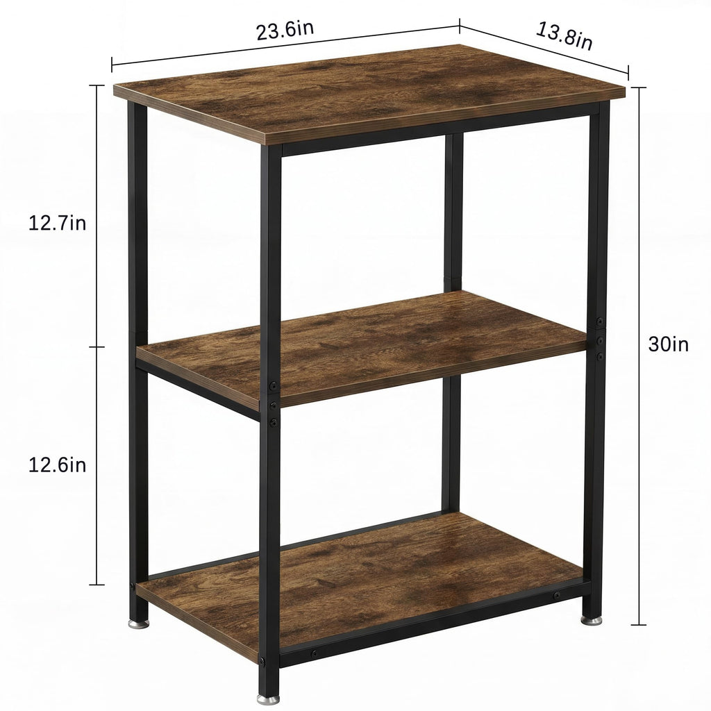 Tall End Side Table with 3-Tier Storage Shelf S792