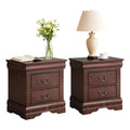 Cherry Wood Nightstand Set of 2 with 2 Drawers S358231