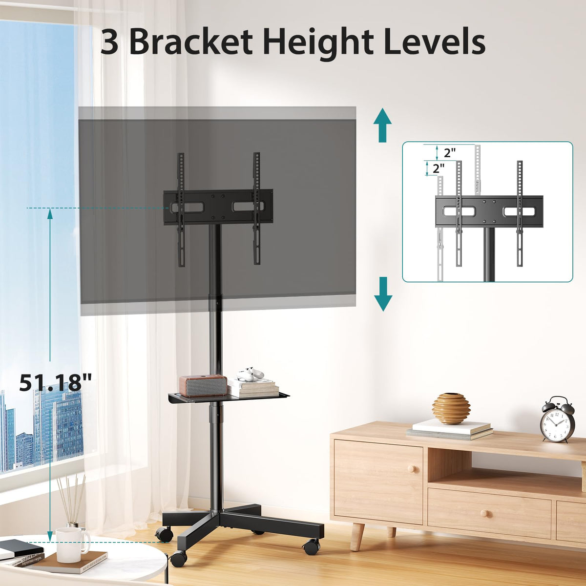Rolling TV Stand with Wheels for 23-60 Inch Screen Z281