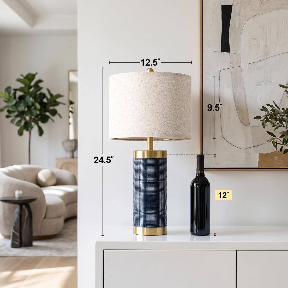 24.5'' Ceramic Table Lamps Set of 2 Blue R347