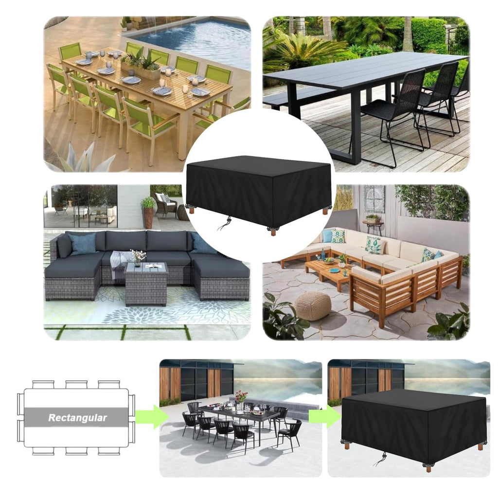 Black Waterproof Oxford Patio Furniture Cover Q3344