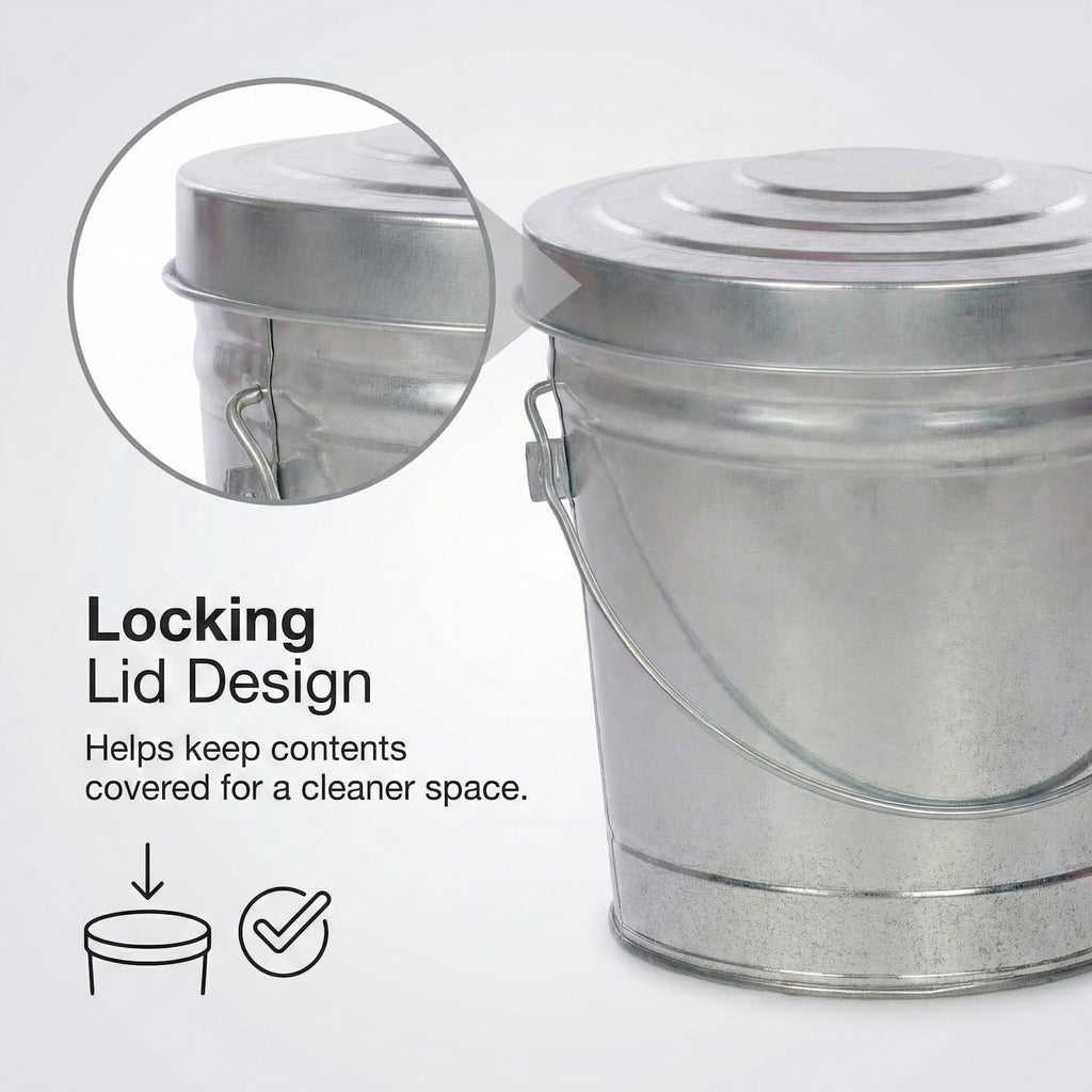 6 Gallon Galvanized Metal Trash Can with Locking Lid E362470