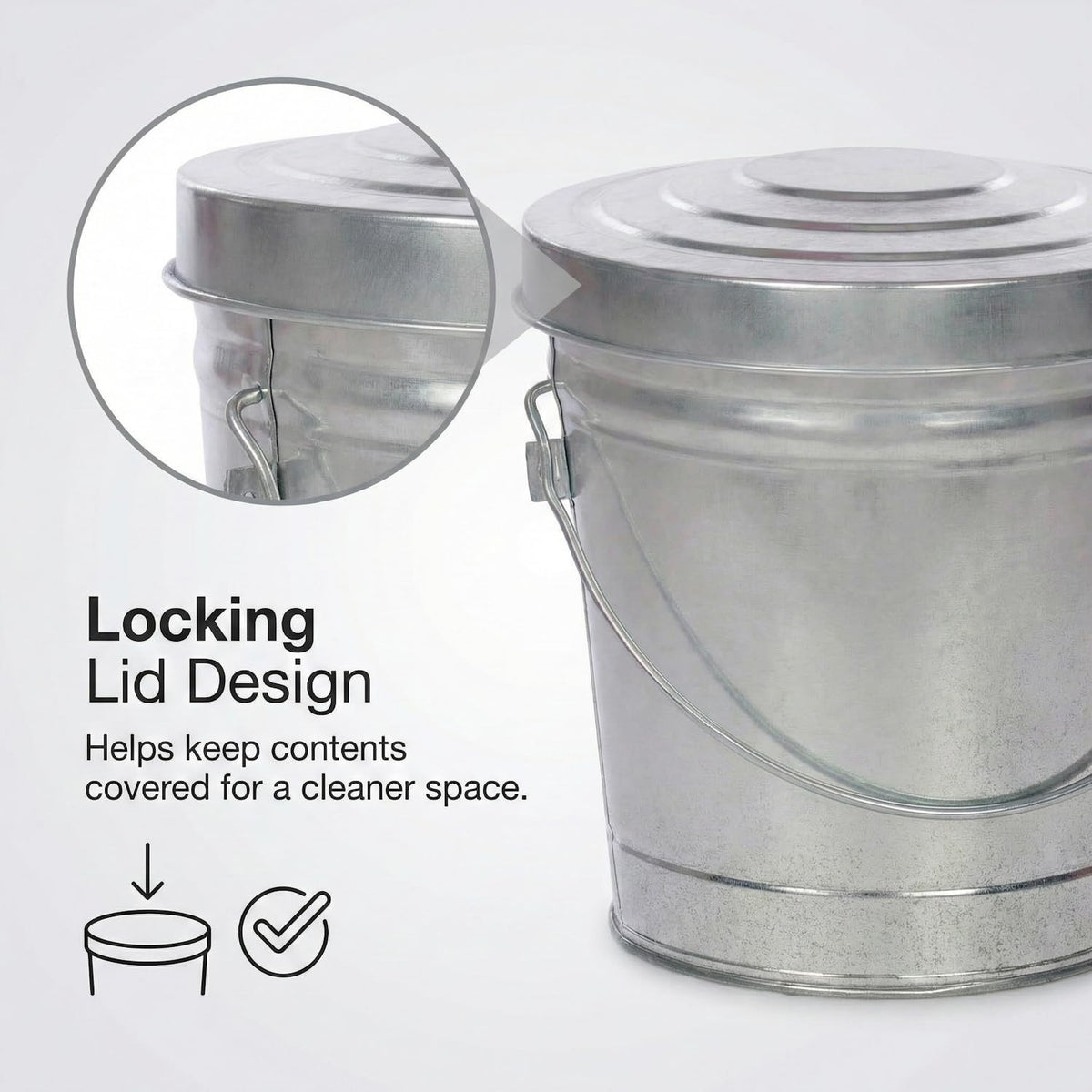 6 Gallon Galvanized Metal Trash Can with Locking Lid E362470