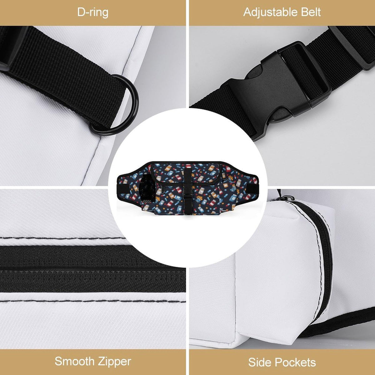 White Dog Walking Fanny Pack Y368096