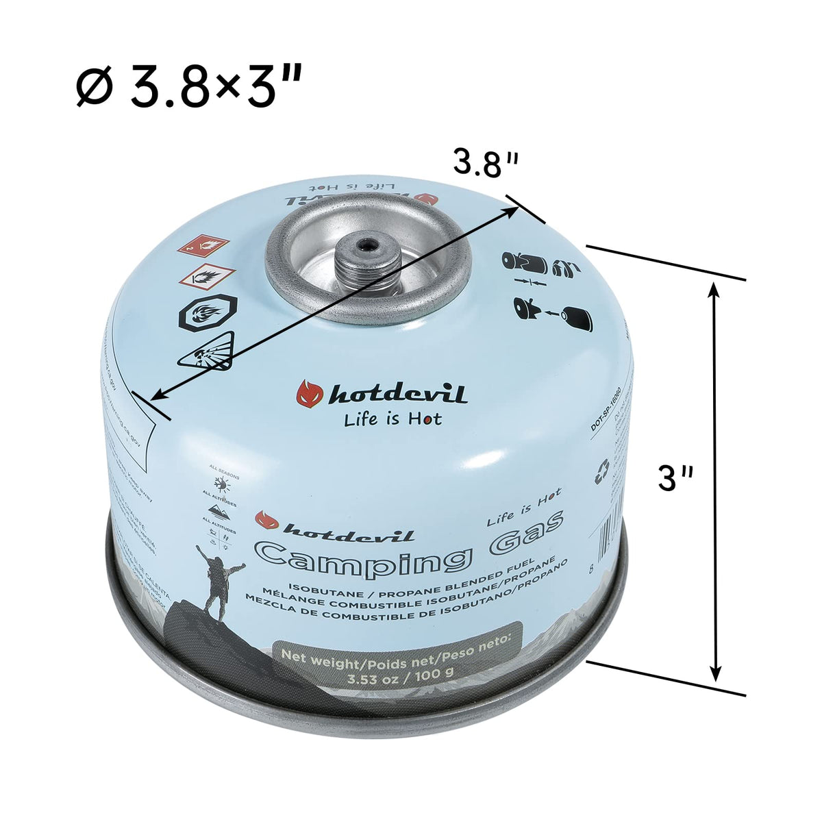 Isobutane Propane Camping Fuel Canister 3.53oz 4 Packs U3797