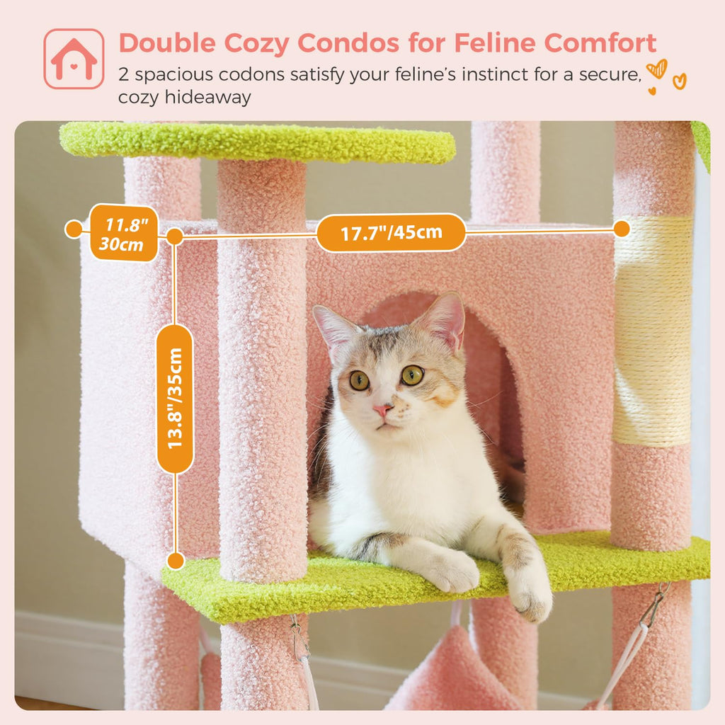 Pink 70” Cat Tree with Hammock D32673