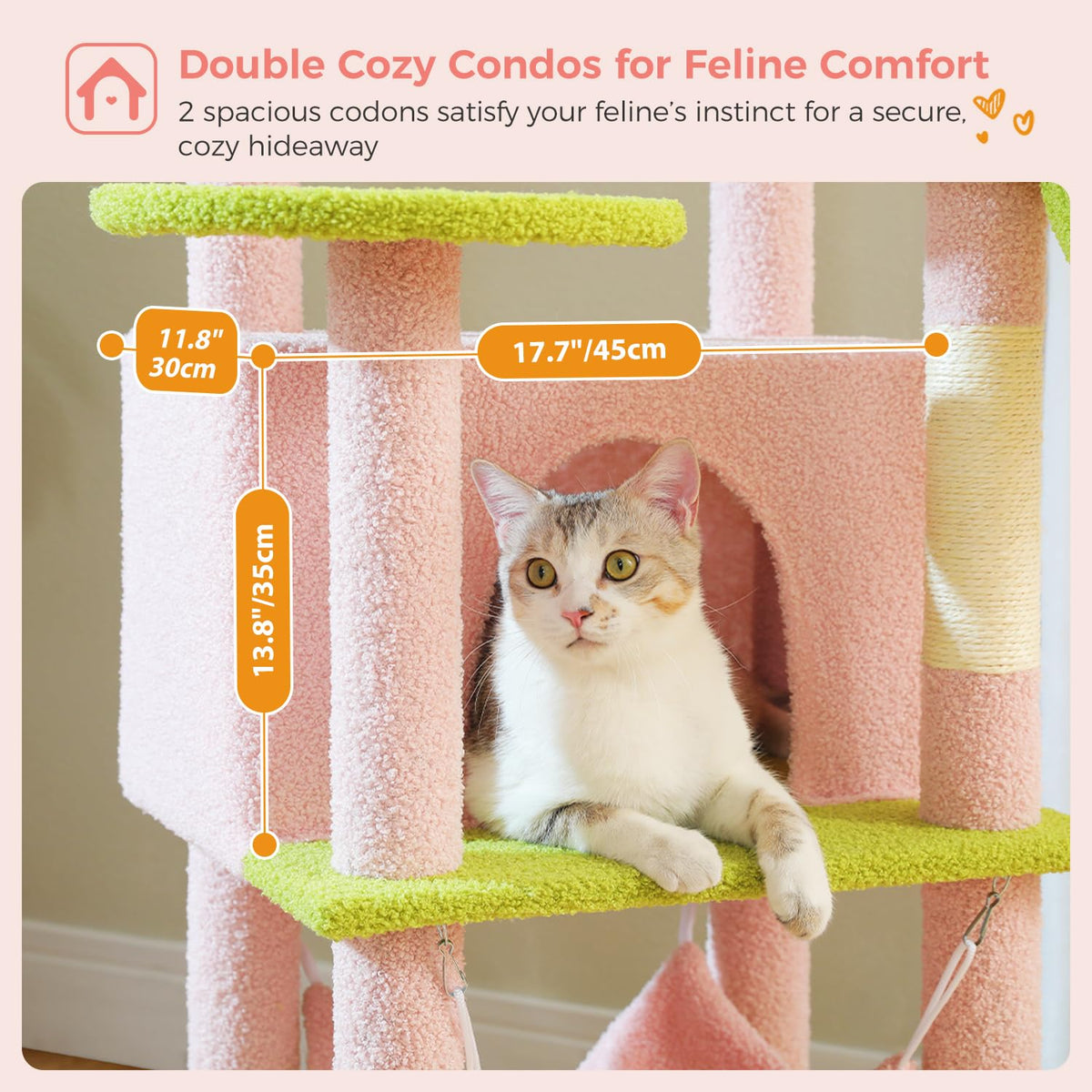 Pink 70” Cat Tree with Hammock D32673