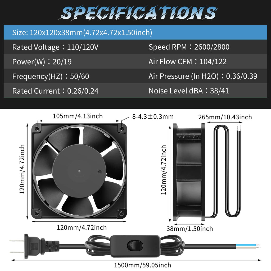 110V 120mm AC Axial Cooling Fan H6640