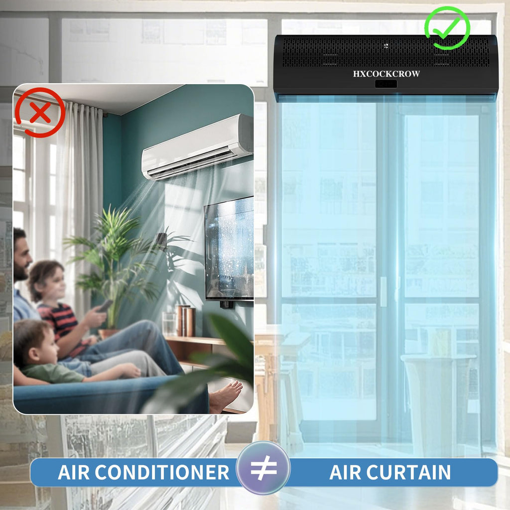 36 Inch Black Air Curtain with Door Magnetic Switch Q390048