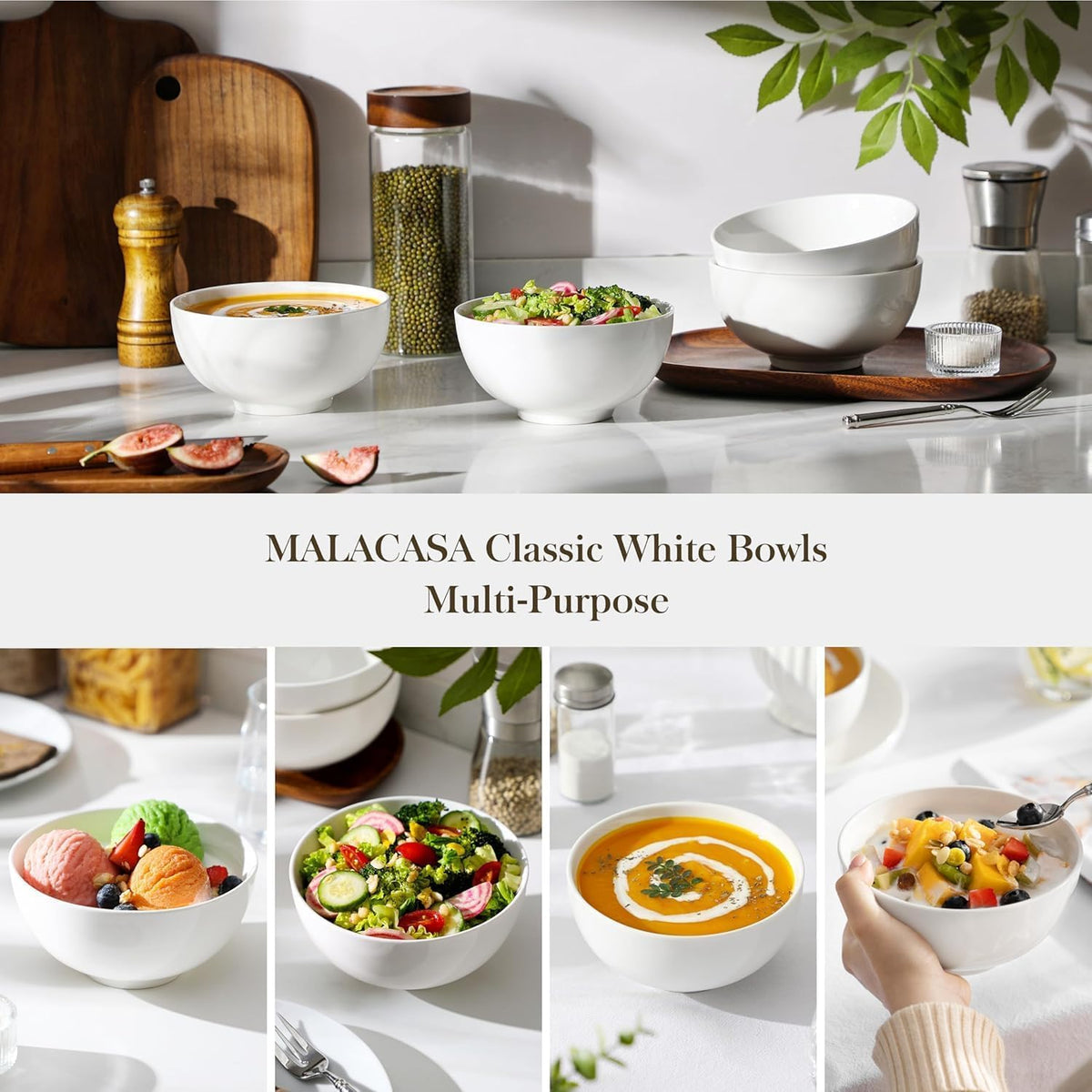 White 26 Oz Ceramic Soup Bowls of 4 I22923