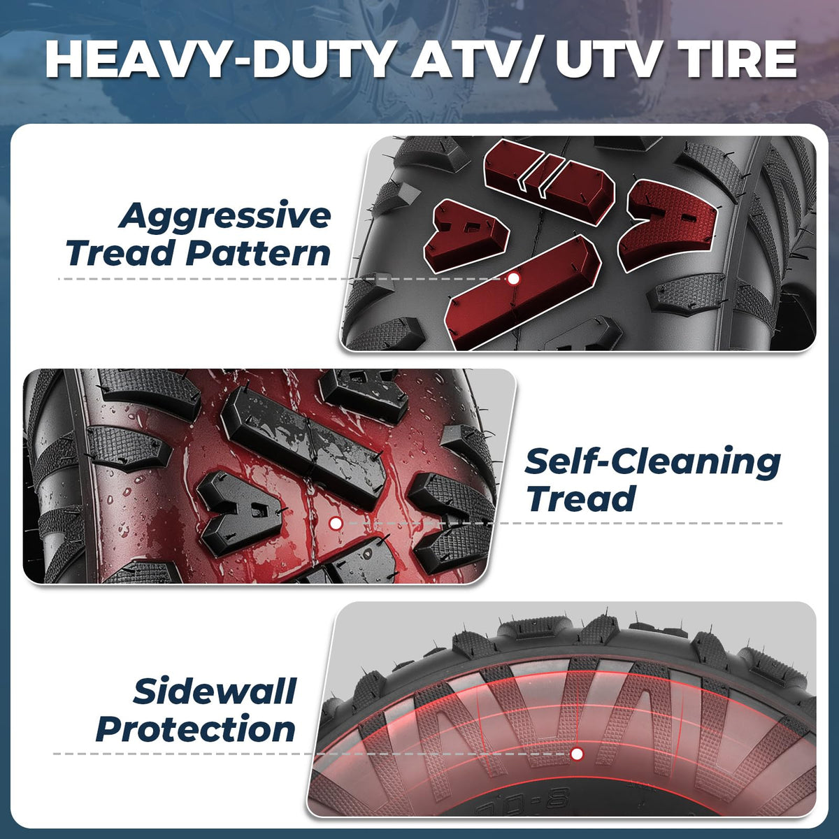 19x7-8 4-Ply All Terrain ATV/UTV Tires Set of 2 Q832075