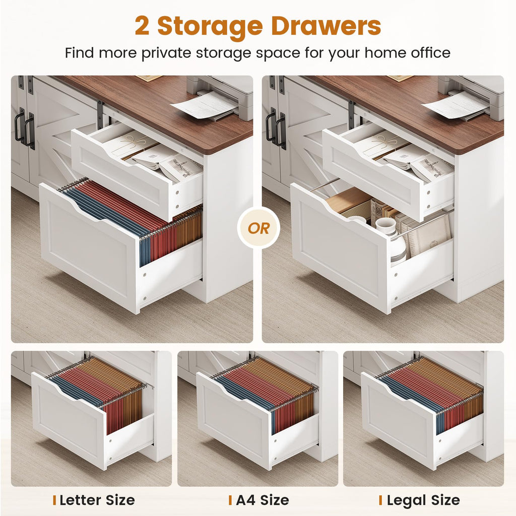 55 inch L Shaped Standing Desk with Storage Drawers M965