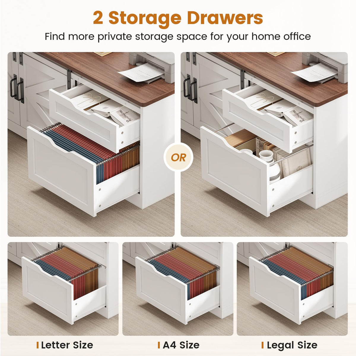 55 inch L Shaped Standing Desk with Storage Drawers M965