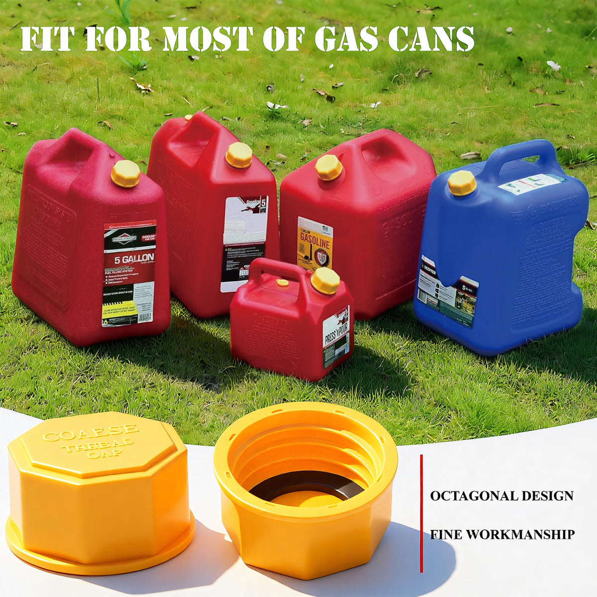 2PCS 5 Gallon Replacement Gas Can Caps Coarse Thread HDPE Y5335