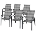 Stackable PE Wicker Patio Arm Chairs Set of 6 J229729