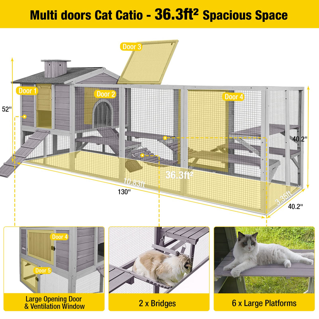 Large Outdoor Cat Enclosure with Platforms F215353