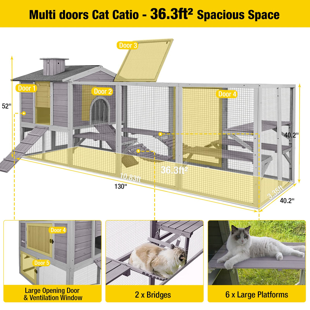 Large Outdoor Cat Enclosure with Platforms F215353