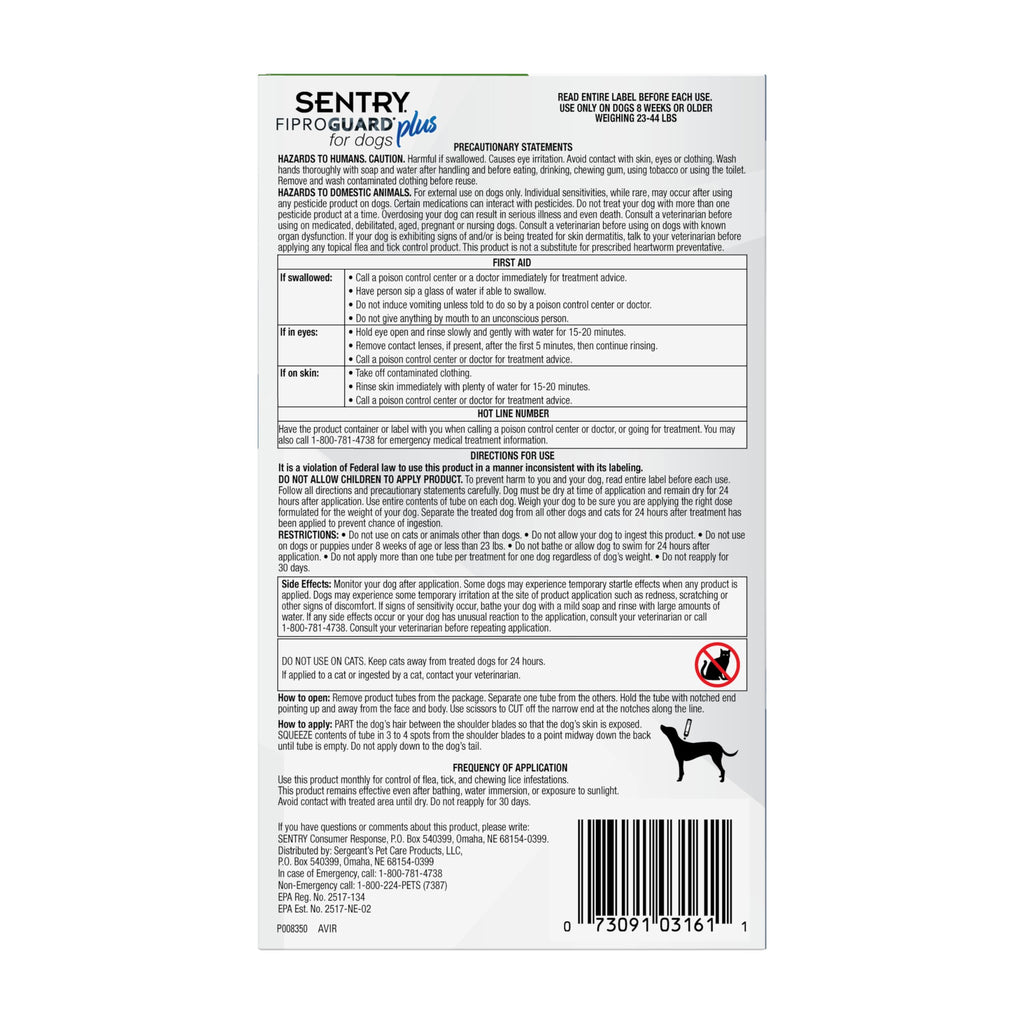 Flea and Tick Prevention for Dogs 23-44 Pounds 3 Month Supply Topical Flea Treatments G17191