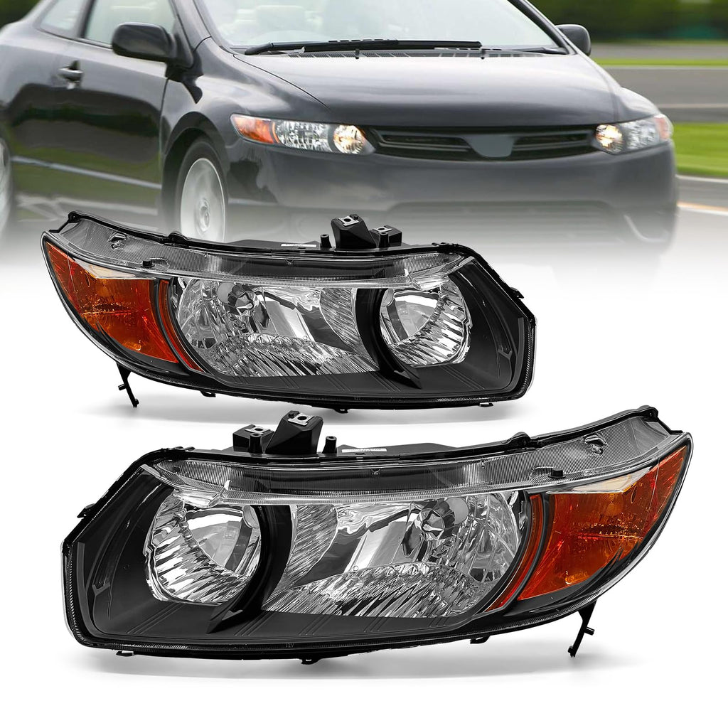 Black 2 Door Headlights Pair Y18404