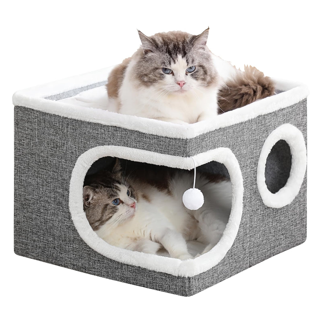 Large Covered Cat Bed Cave, Grey, 16in O96802
