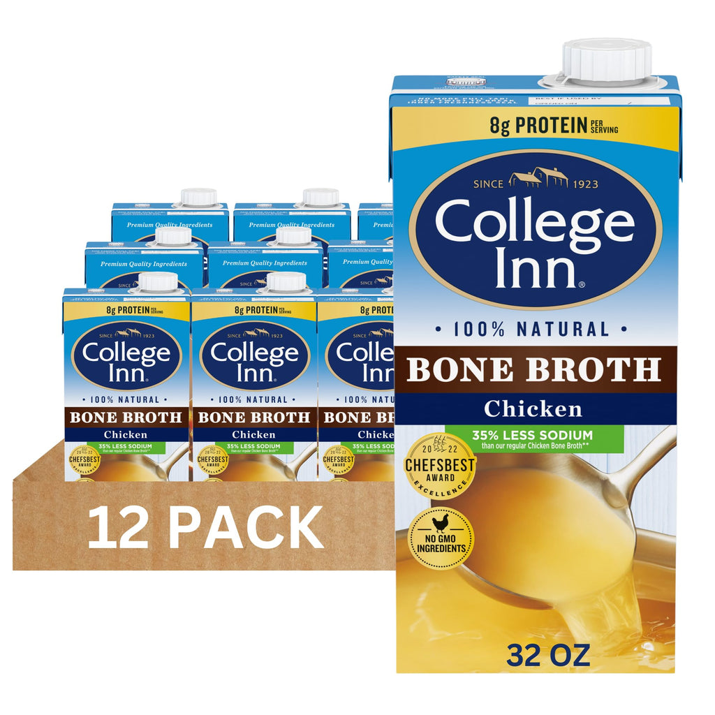 100% Natural Reduced Sodium Chicken Bone Broth 32 Oz (Pack of 12) S112