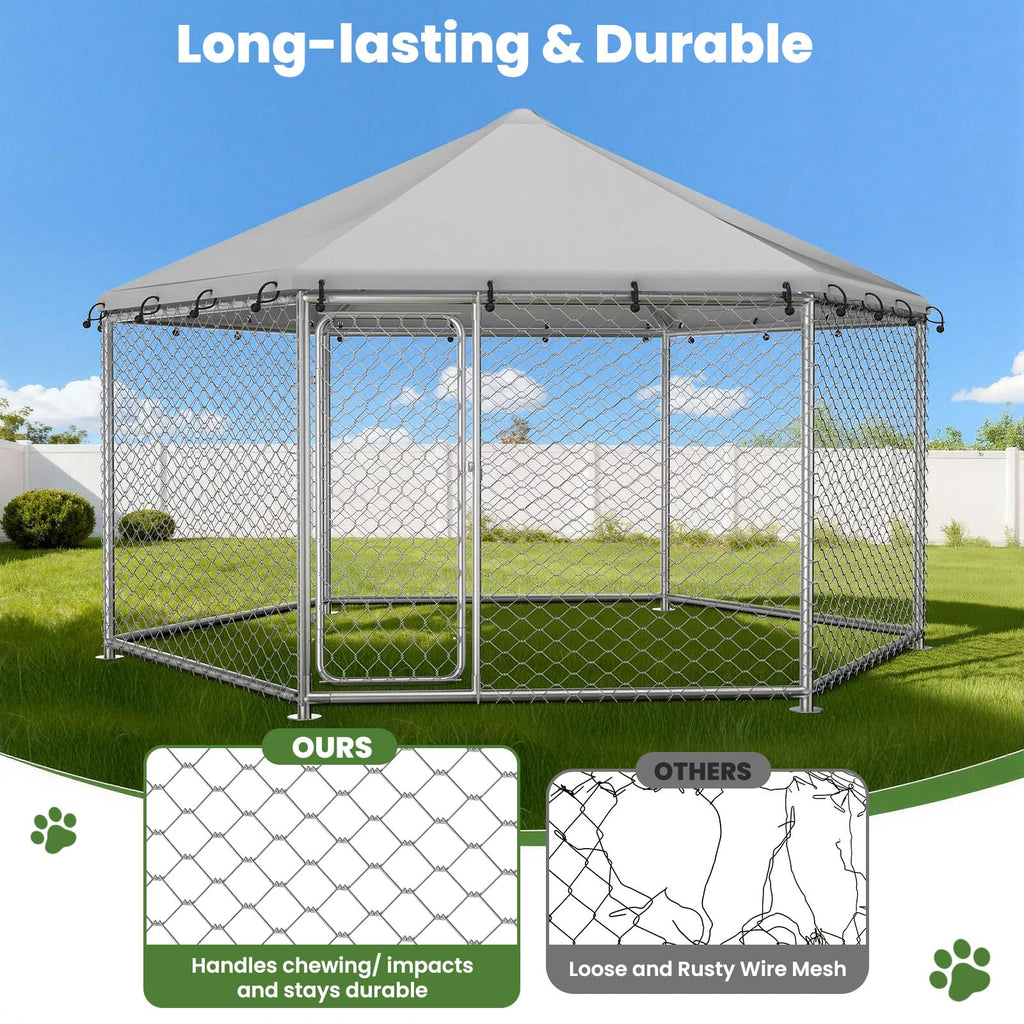 12.5x12.5 ft Outdoor Dog Kennel with Roof D49768