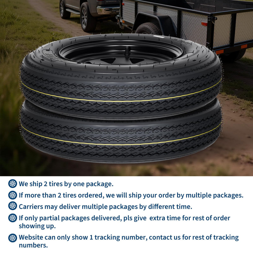 2-Pack Trailer Tire On Rim 5.30-12 4 Lug 12 in Wheels Load Range C Black N262786