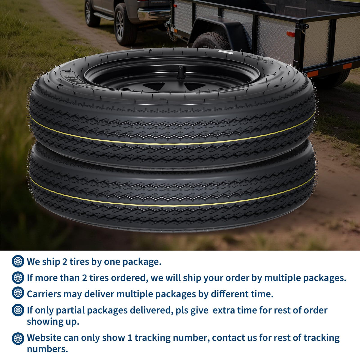 2-Pack Trailer Tire On Rim 5.30-12 4 Lug 12 in Wheels Load Range C Black N262786